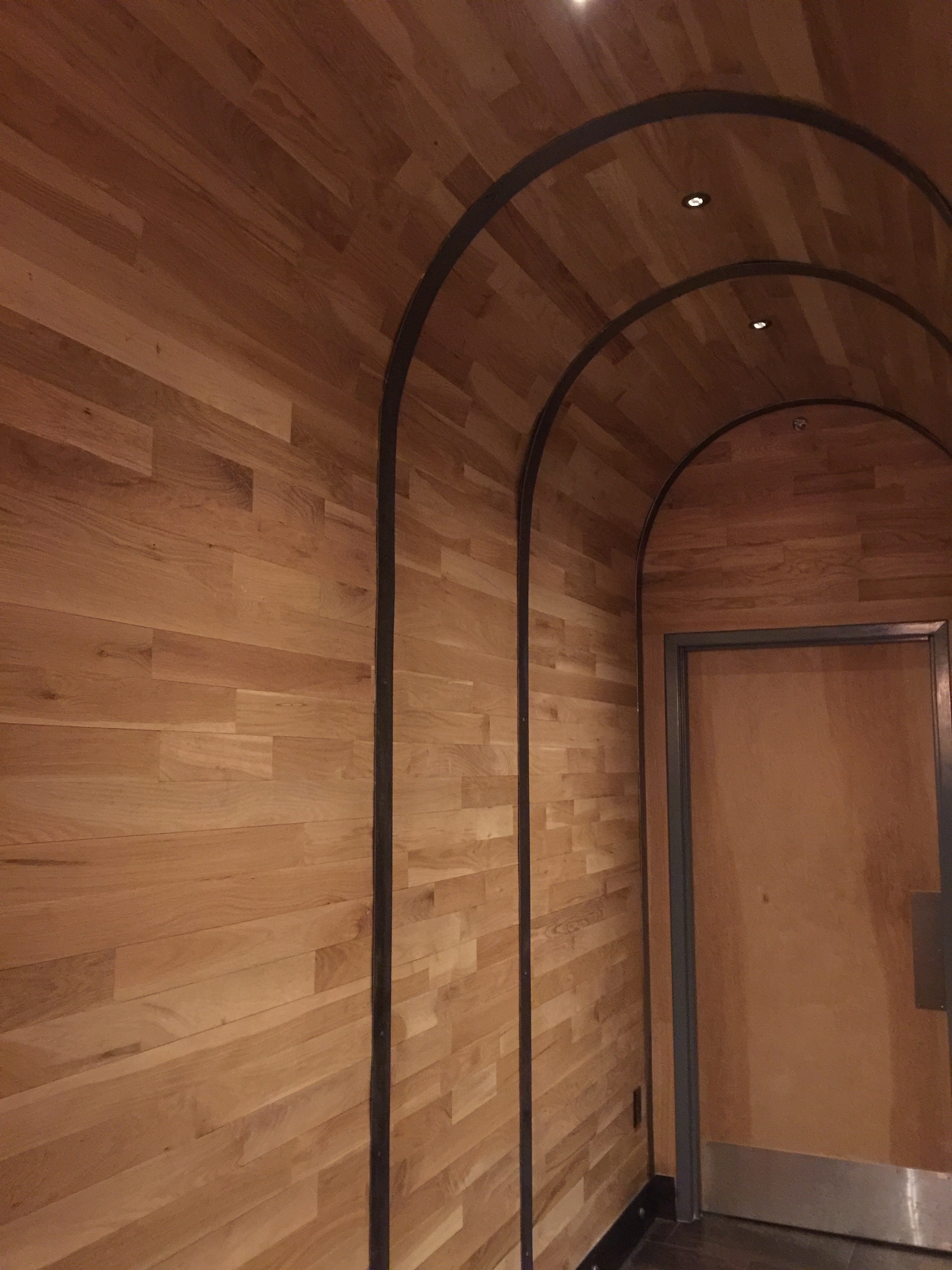 Oak and Steel Design Treatment modeled after Vintage Wine Barrel Design
