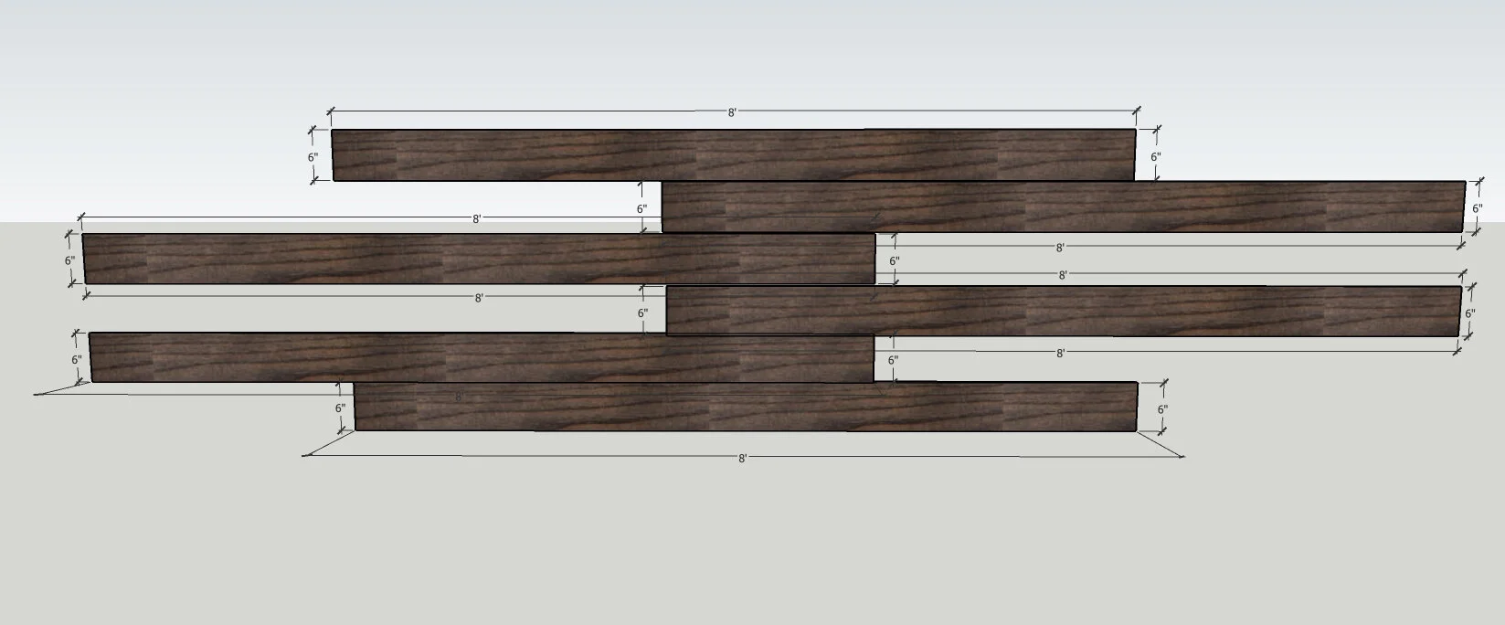 CEDAR PLANKS 8” X 96”  THE SKETCH SHOW’S 6”X96” BUT USE 8” X 96” PLANKS