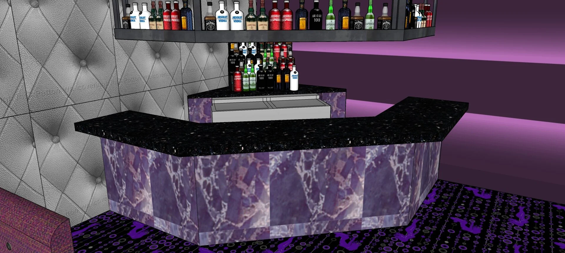 LED STRIP MOUNTED UNDER BAR TOP TO ILLUMINATE BAR FRONT