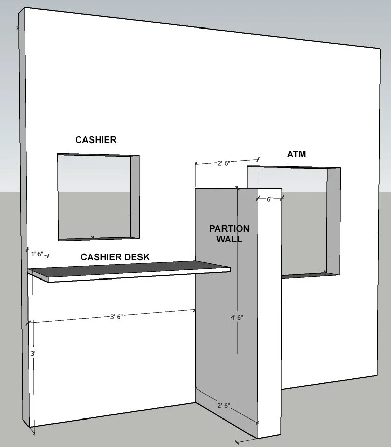 BACK OF CASHIER/ATM WALL