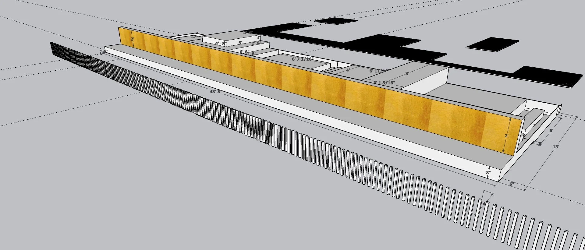 FRONT VERTICAL SLATS ABOVE LOWER CEILING