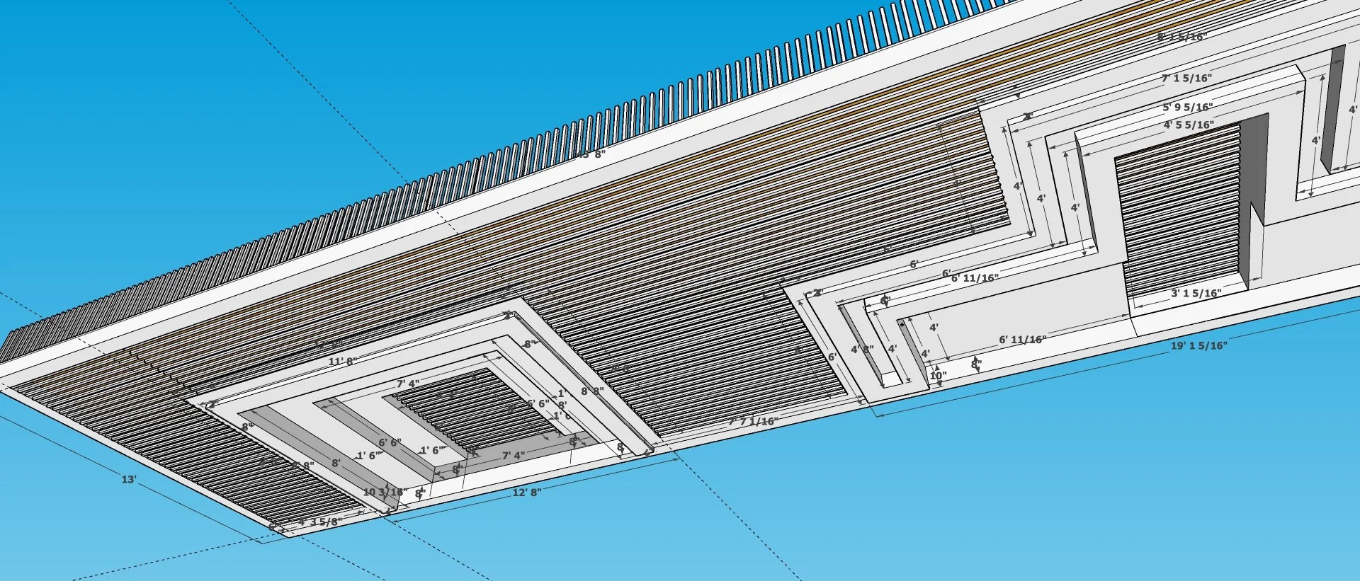 HORIZONTAL SLATS ON LOWER CEILING