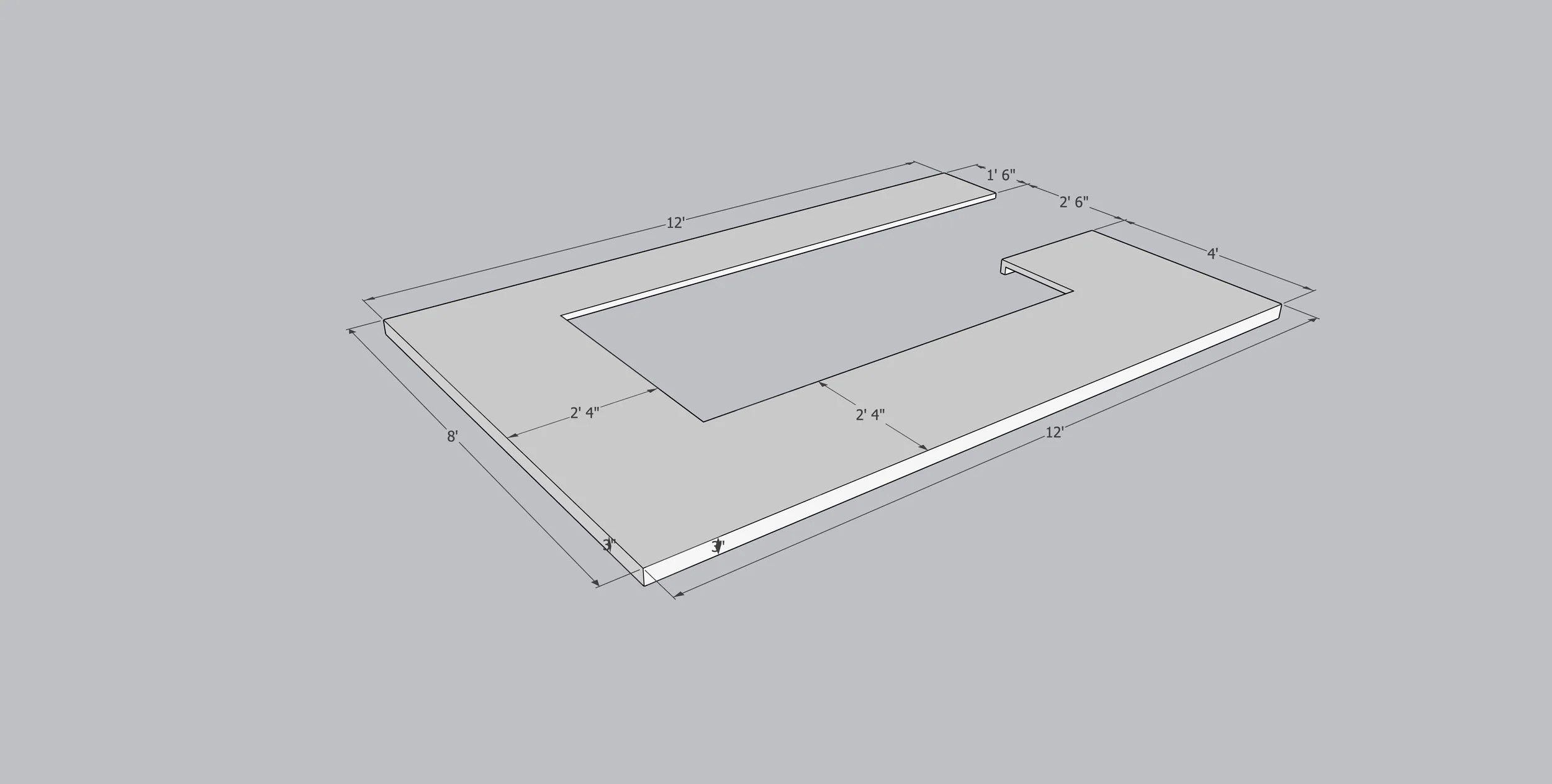 BAR TOP (1.25" W/ 3" APRON