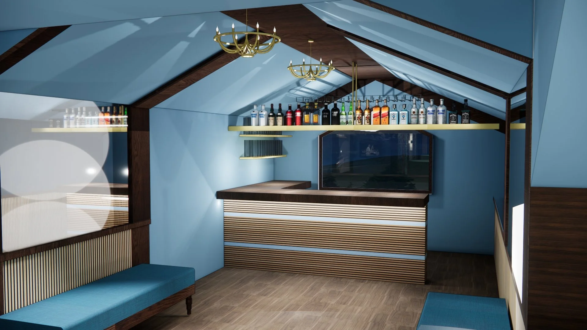 BAR ROOM CEILING BEAMS MISSING IN VIDEO ILLUSTRATED ABOVE