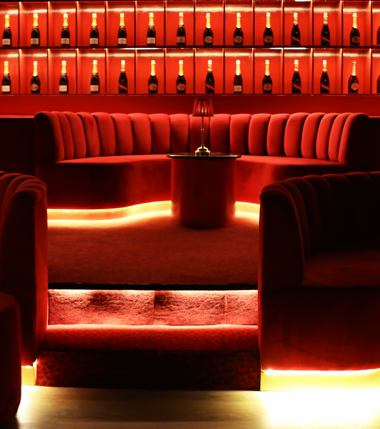 red gentlemens club designed by Raymond Haldeman