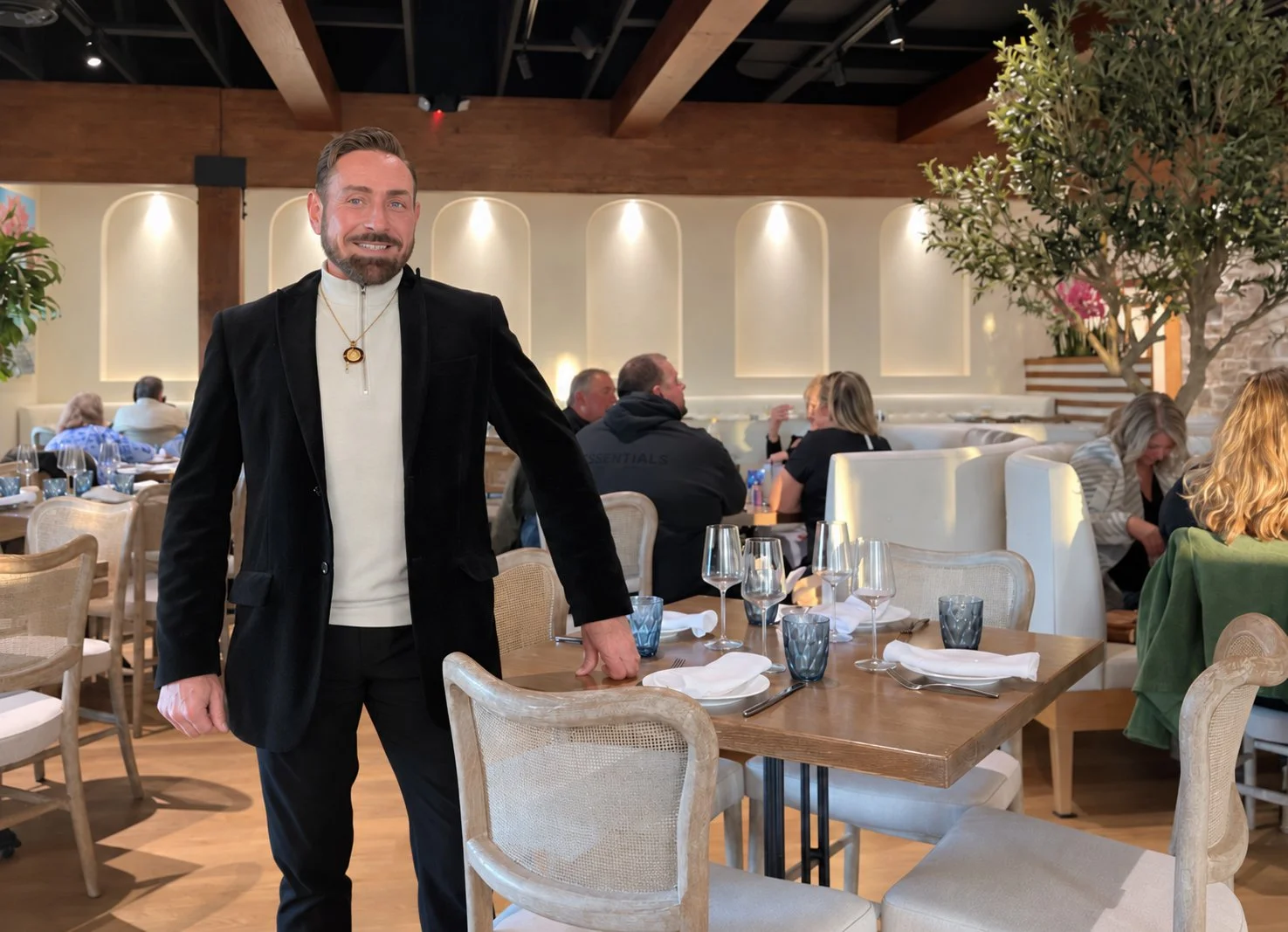 Raymond Haldeman the restaurant designer at Naxos Estiatoria a restaurant he designed in Woodland Park, NJ