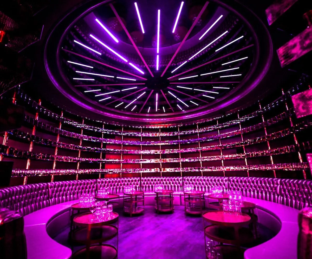 purple adult nightclub designed by Raymond Haldeman