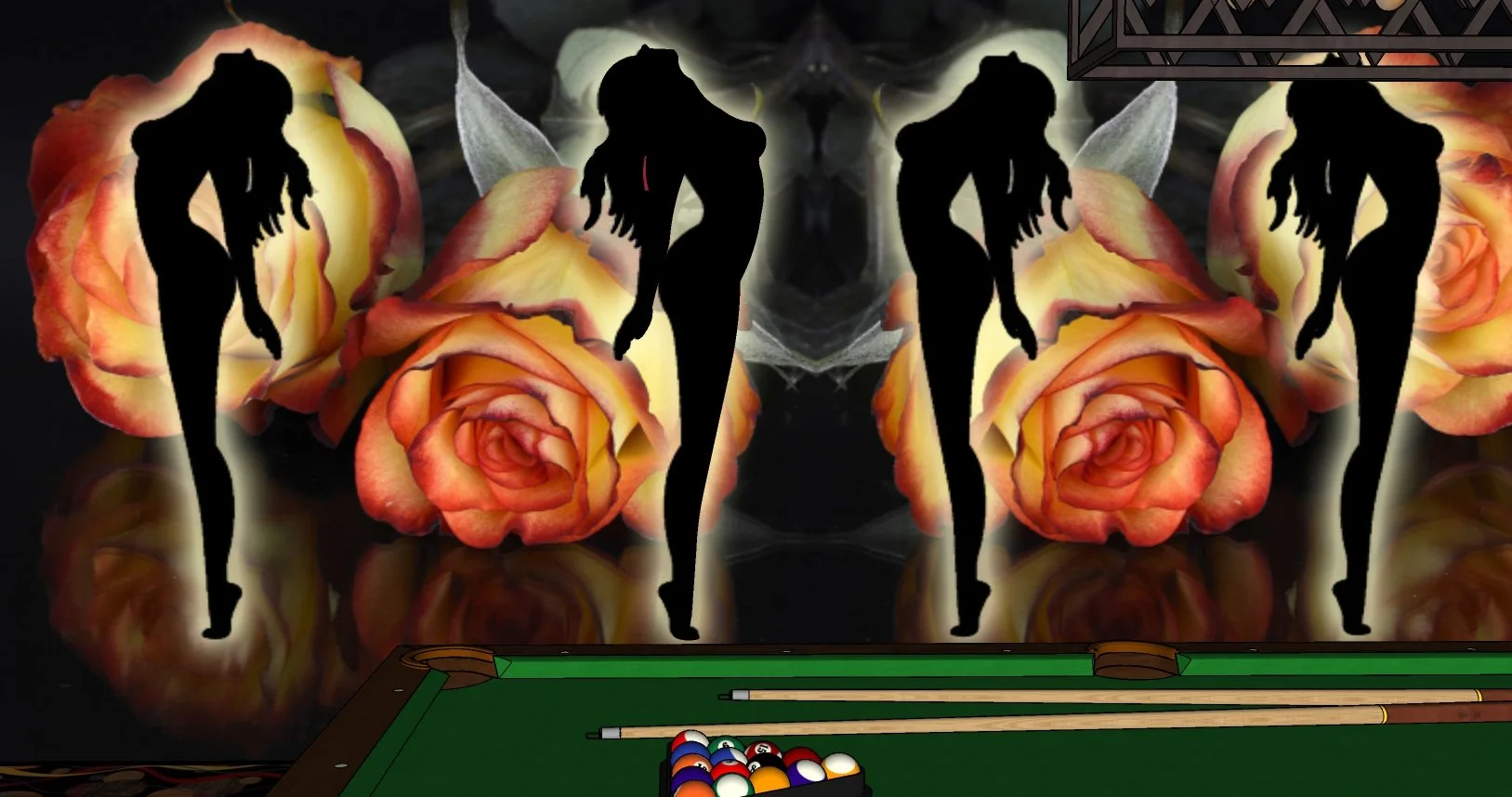 Large wall mural with naked women silouhettes at Privilege adult nightclub