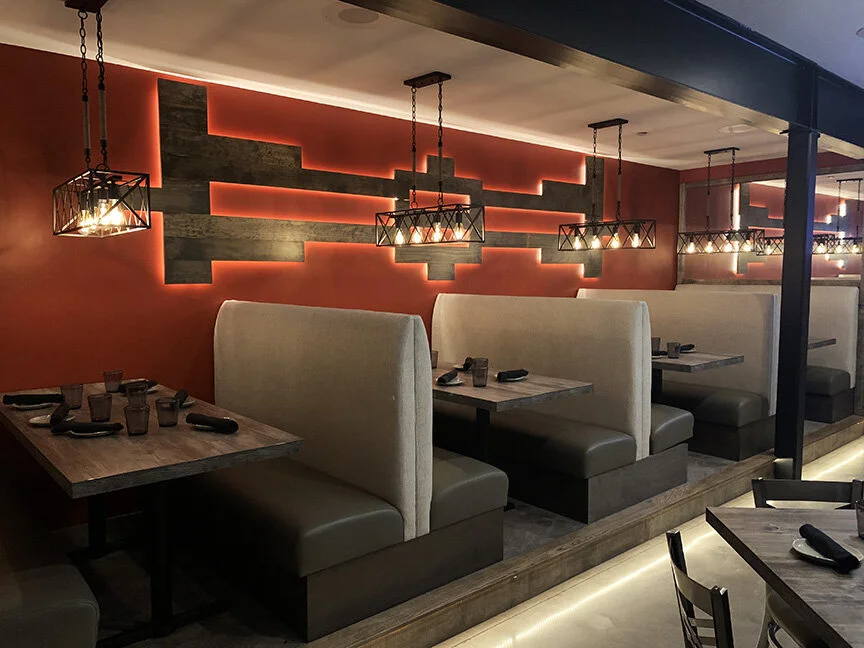 booths designed by Raymond Haldeman the restaurant designer