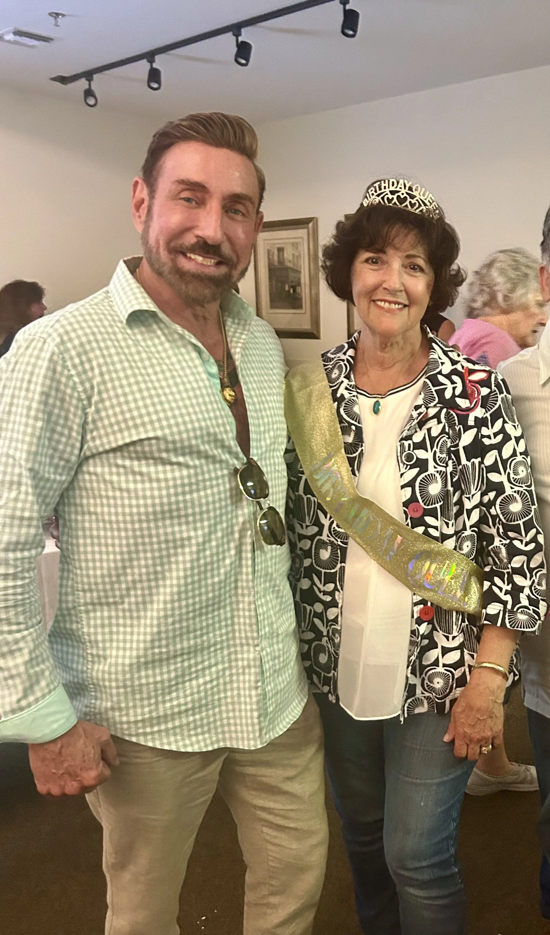 restaurant designer Raymond Haldeman with his first chef Melanie Mele at her birthday party