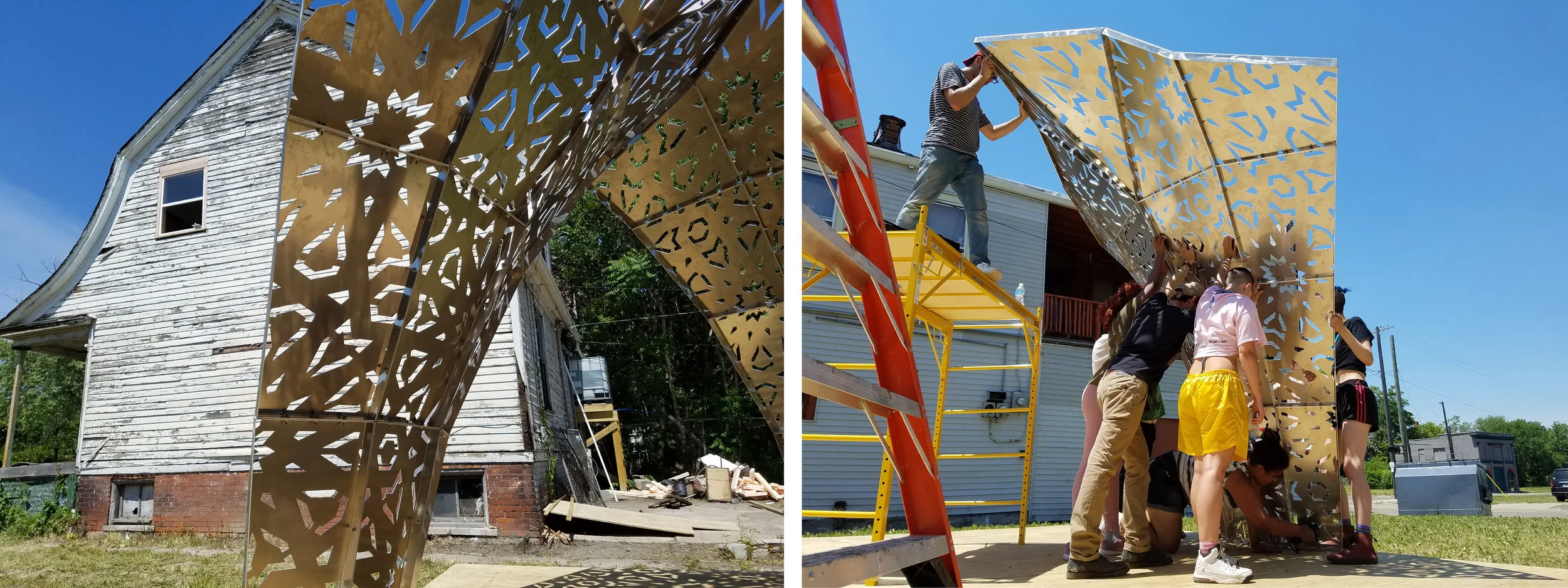 Assembling the aluminum Riad canopy, Summer 2017