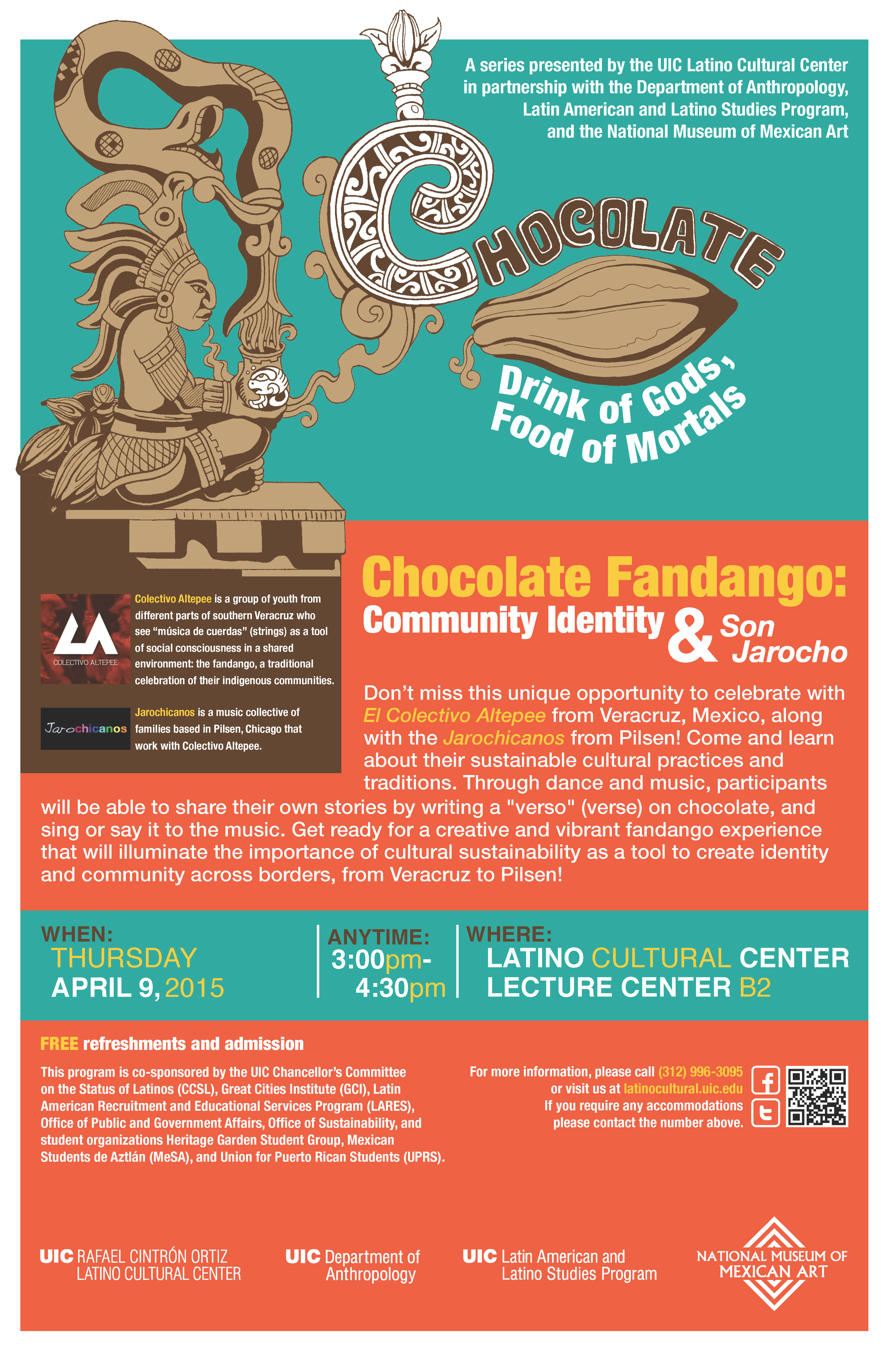 Poster. Chocolate, Drink of the Gods, Food of Mortals: Chocolate Fandango: Community Identity and Son Jarocho