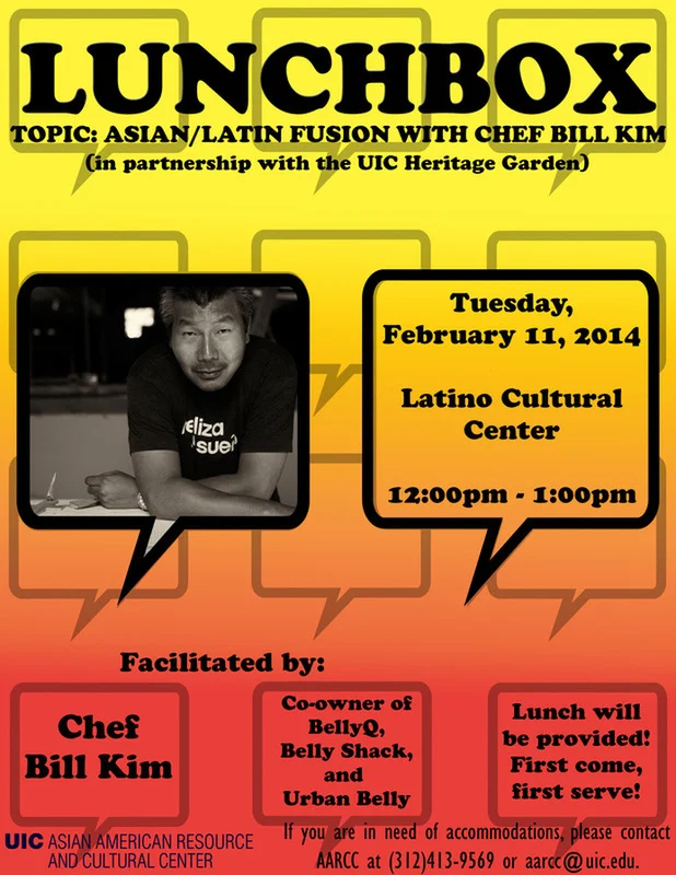 Poster. Lunchbox. Topic: Asian/Latin Fusion with Chef Bill Kim