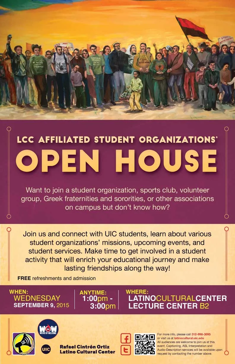 Poster. LCC Affiliated Student Organizations' Open House