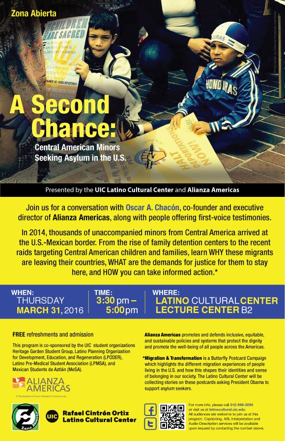 Poster. Zona Abierta: A Second Chance, Central American Minors Seeking Asylum in the U.S.