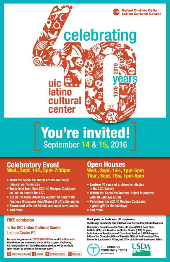 Poster. UIC Latino Cultural Center: Celebrating 40 years