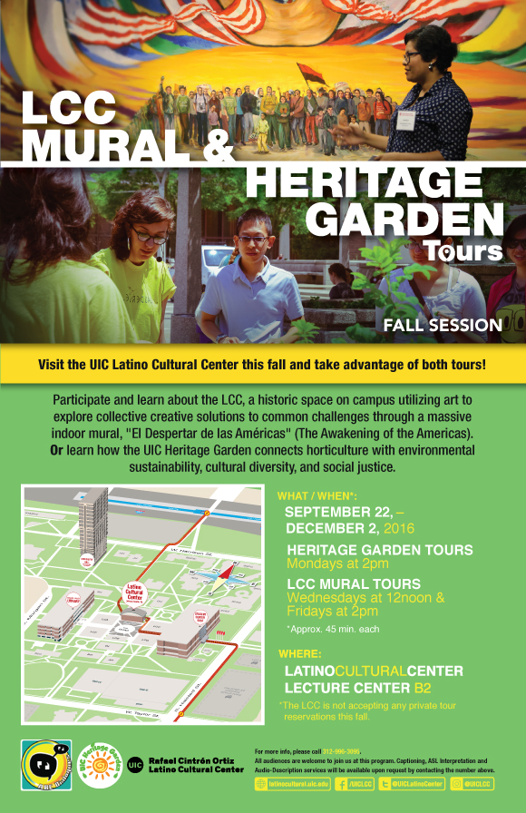 Poster. LCC Mural and Heritage Garden Tours Fall Session