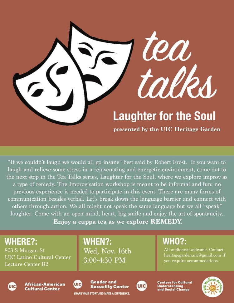 Poster. Tea Talks: Laughter for the Soul 