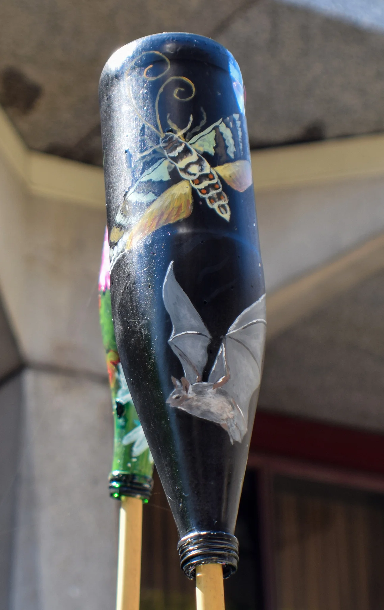 Lena’s bottle featuring a bat and a moth.