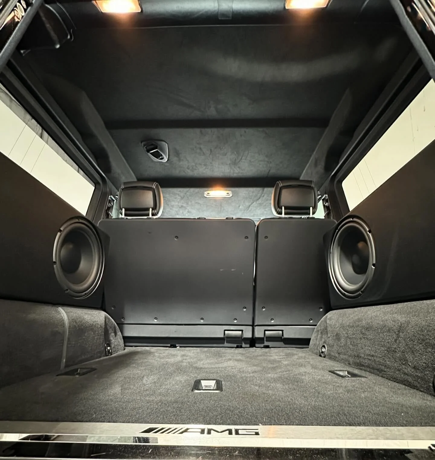 2018 @mercedesbenz G62 AMG came in for a bass upgrade. Man, this is a major upgrade! Stage 2 Enclosures for a pair of @audiofrog.usa GB12&rsquo;s were made to keep functionality and cargo space. Sounds amazing and is exactly what the customer wanted.