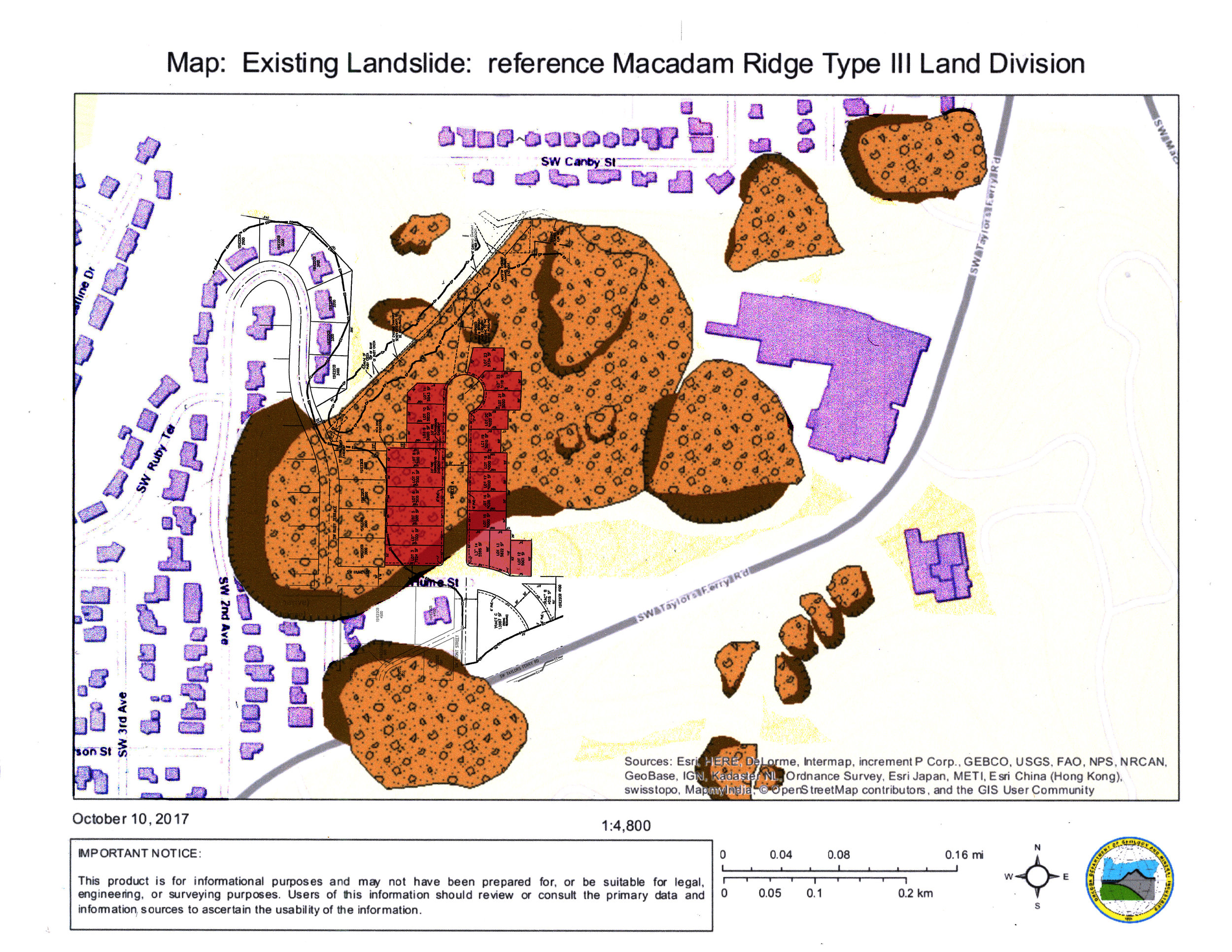 Proposed development placed directly on a landslide