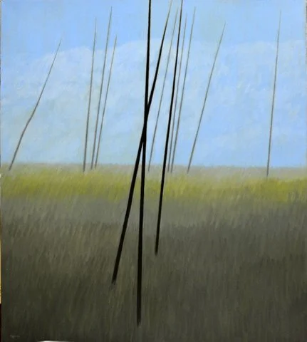 YELLOW FIELDS IN WINTER, OIL ON CANVAS, 41"H 36"W
