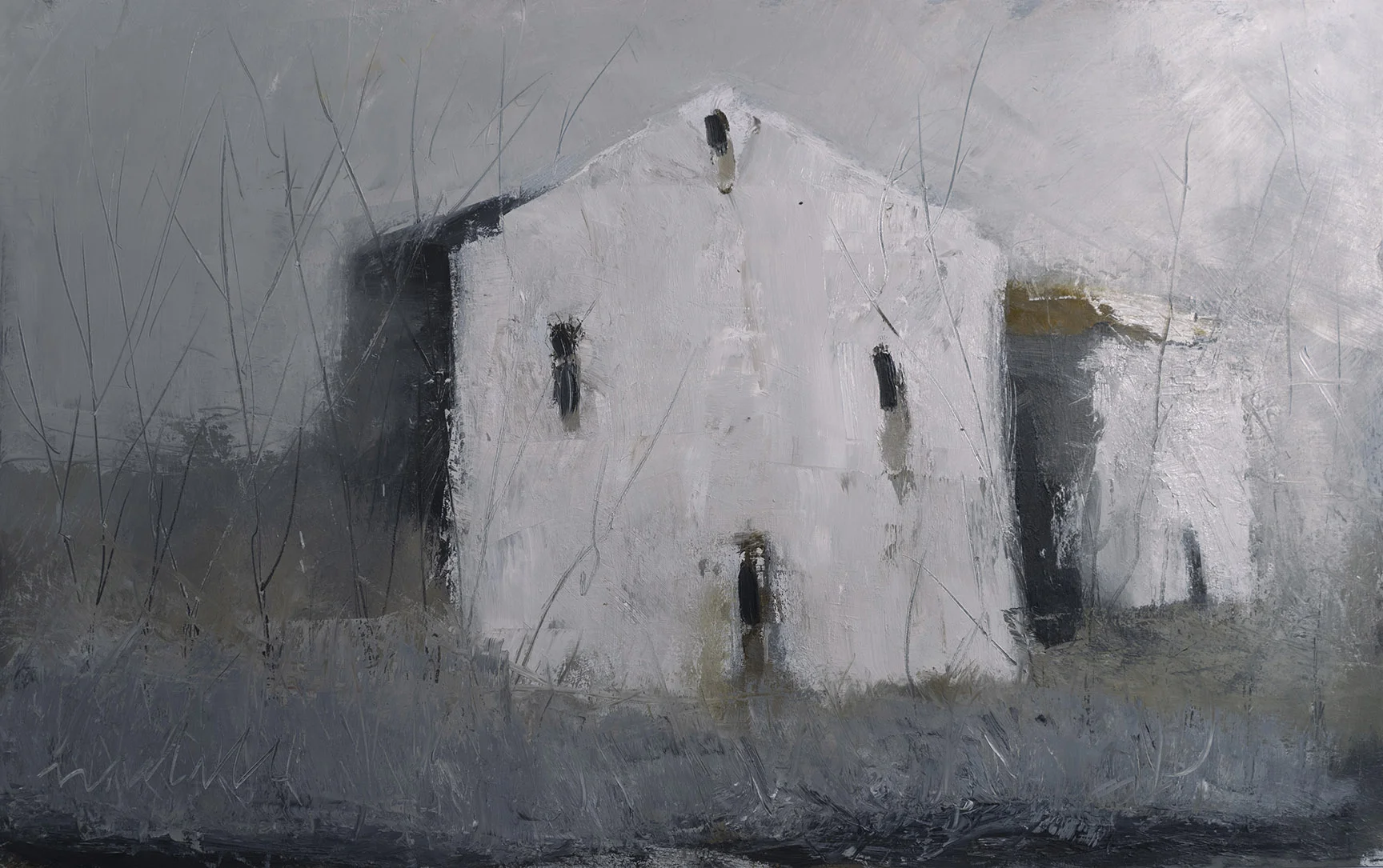 SUSPENDED STILLNESS oil on paper 24"h x 38"w