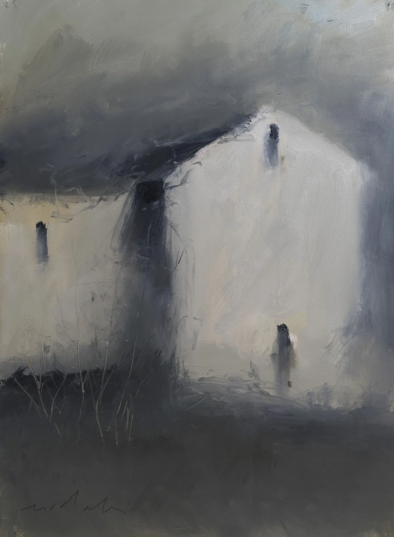 UNCHARTED TERRAIN #17 - oil on paper - 30"h x 22"h