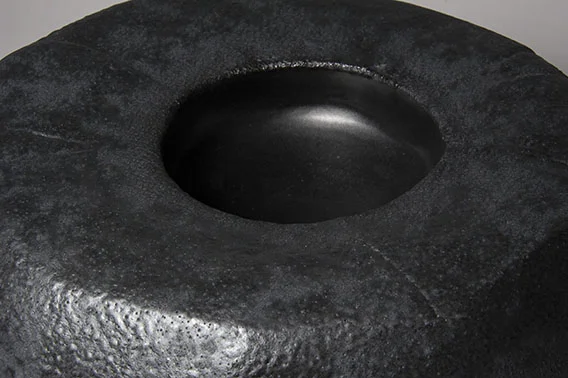 CONTEMPLATION FORM #148 Overhead view high-fired ceramic