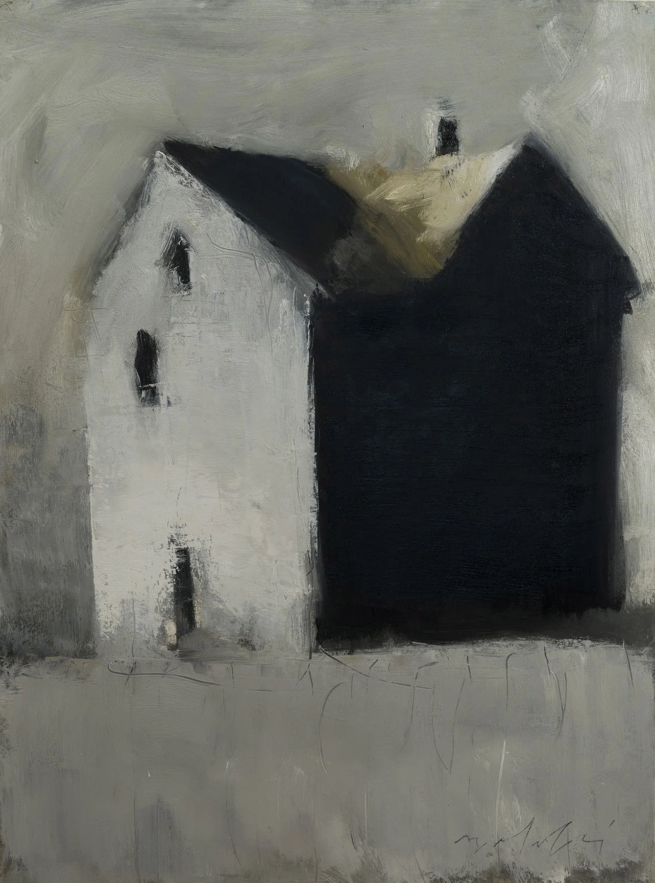 UNCHARTED TERRAIN #18 oil on paper 30"h x 22"h