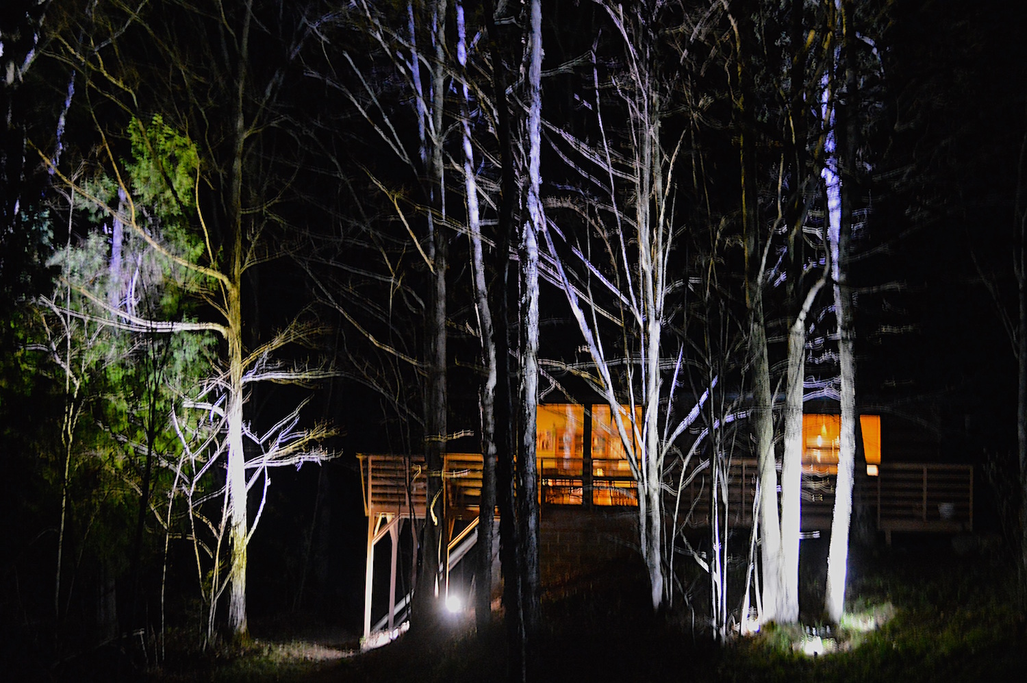  Cabin at night. 