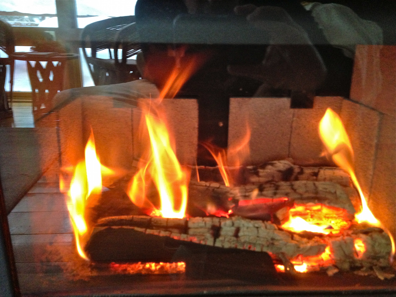  Cozy indoor fire. 