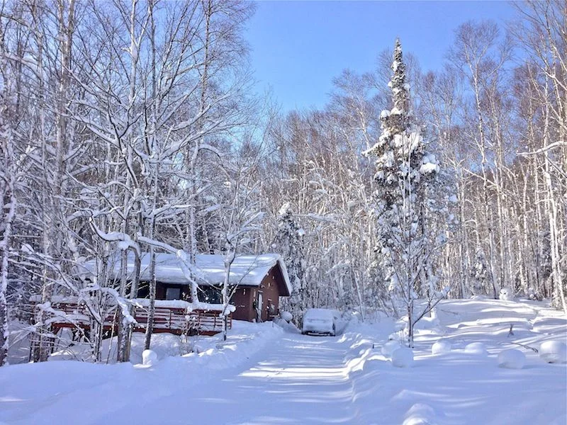  Another view of the cabin in winter. 