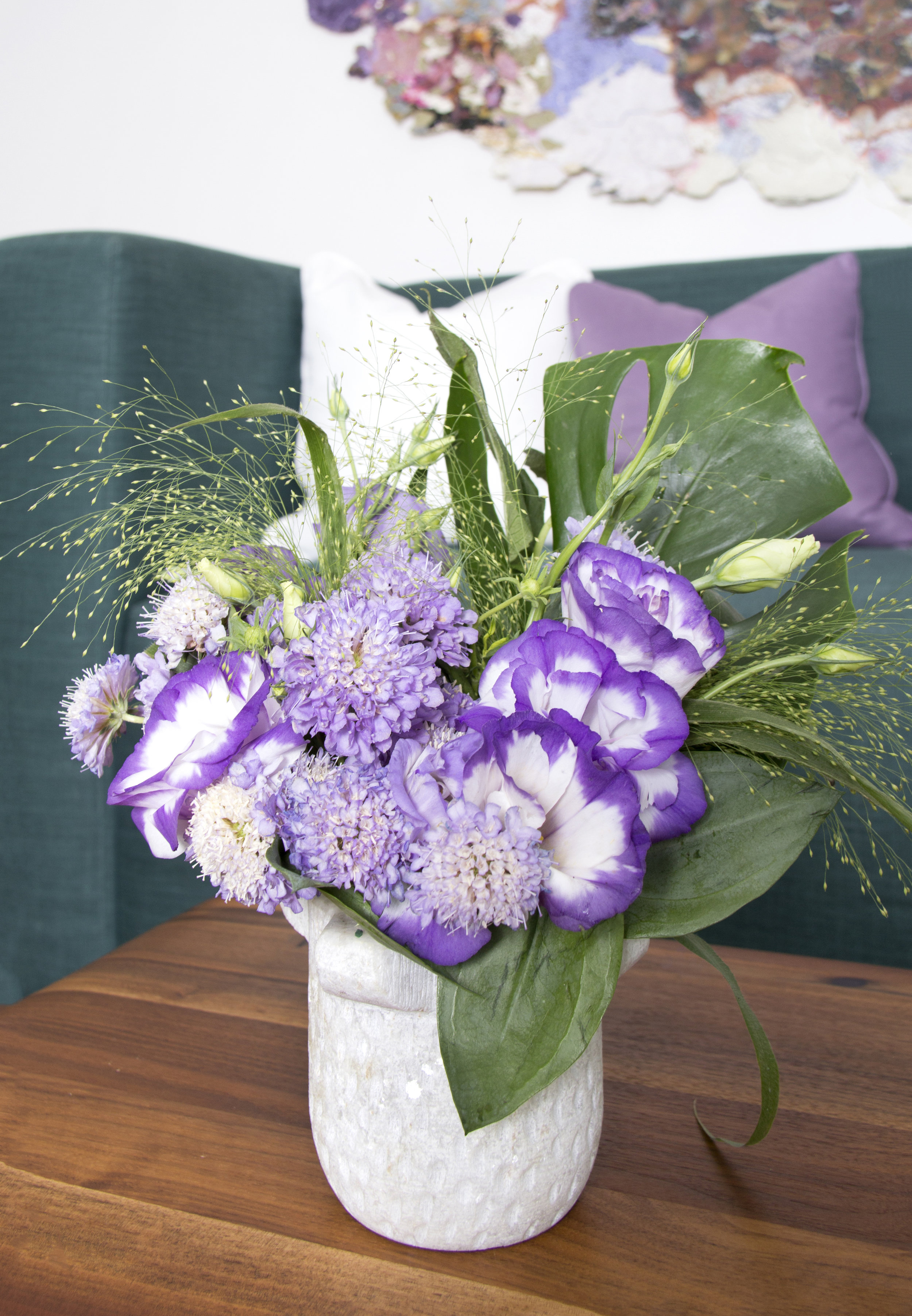 Fresh flowers add life and warmth to a contemporary space.