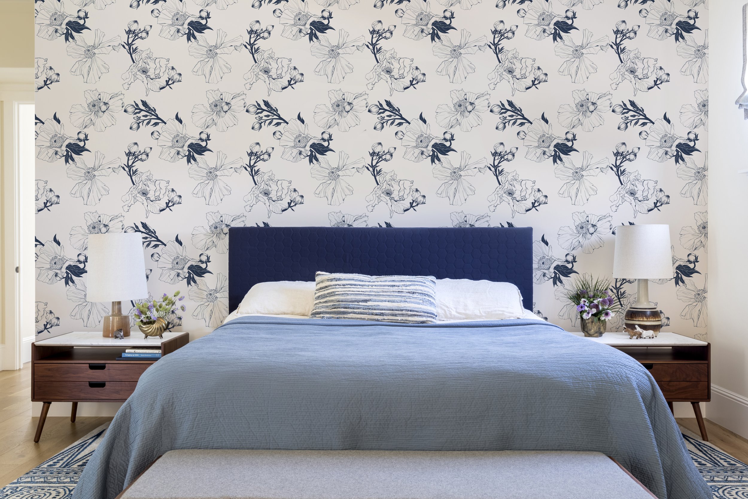 matilija poppy wallpaper bedrom blue.jpg