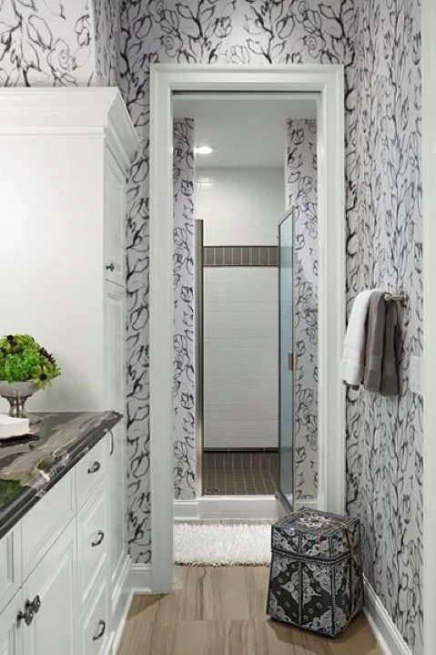 Black and White Bathroom Shower Detail