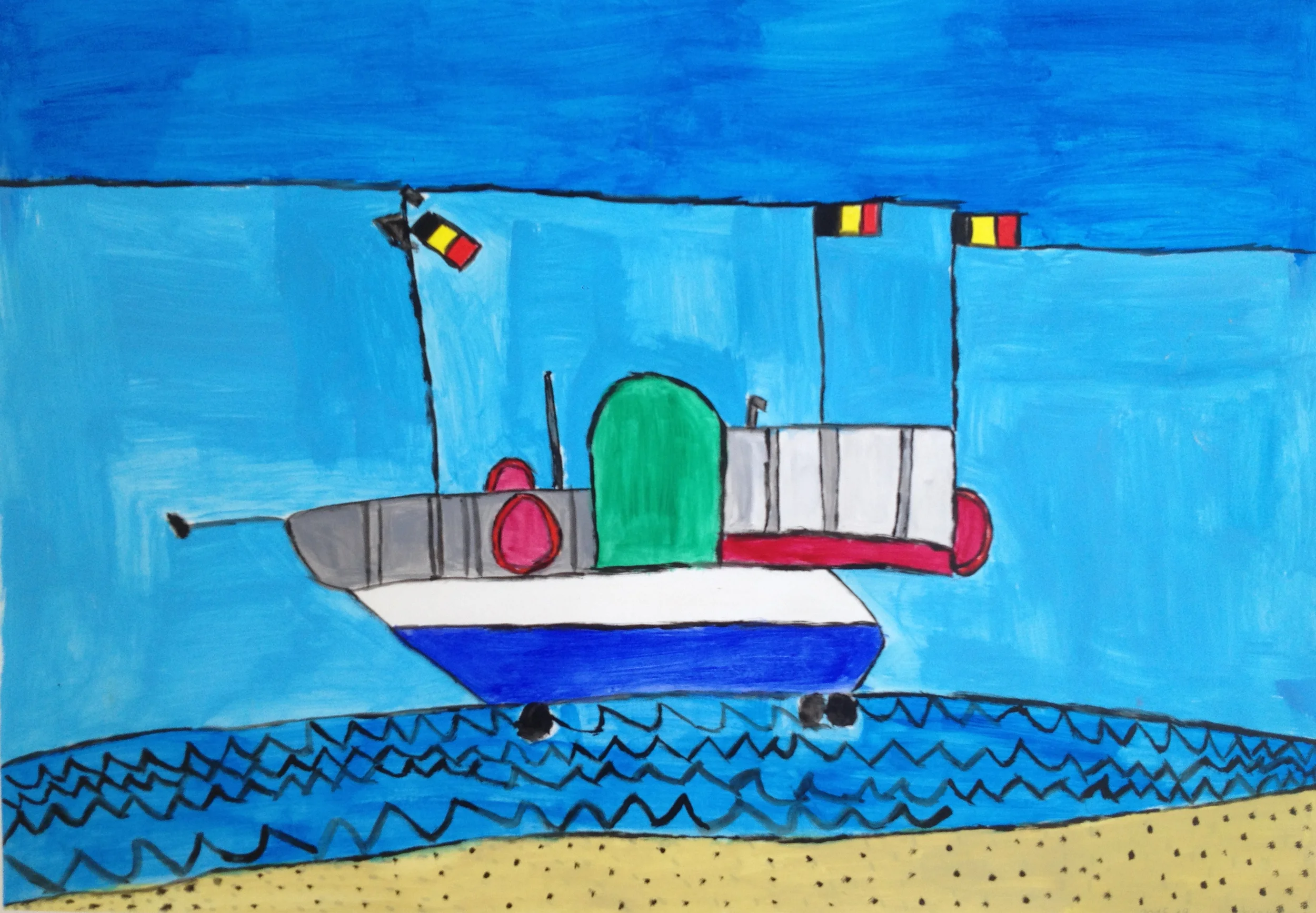 Boot aan de Belgische kust - acryl - Hermien Seys - 2015