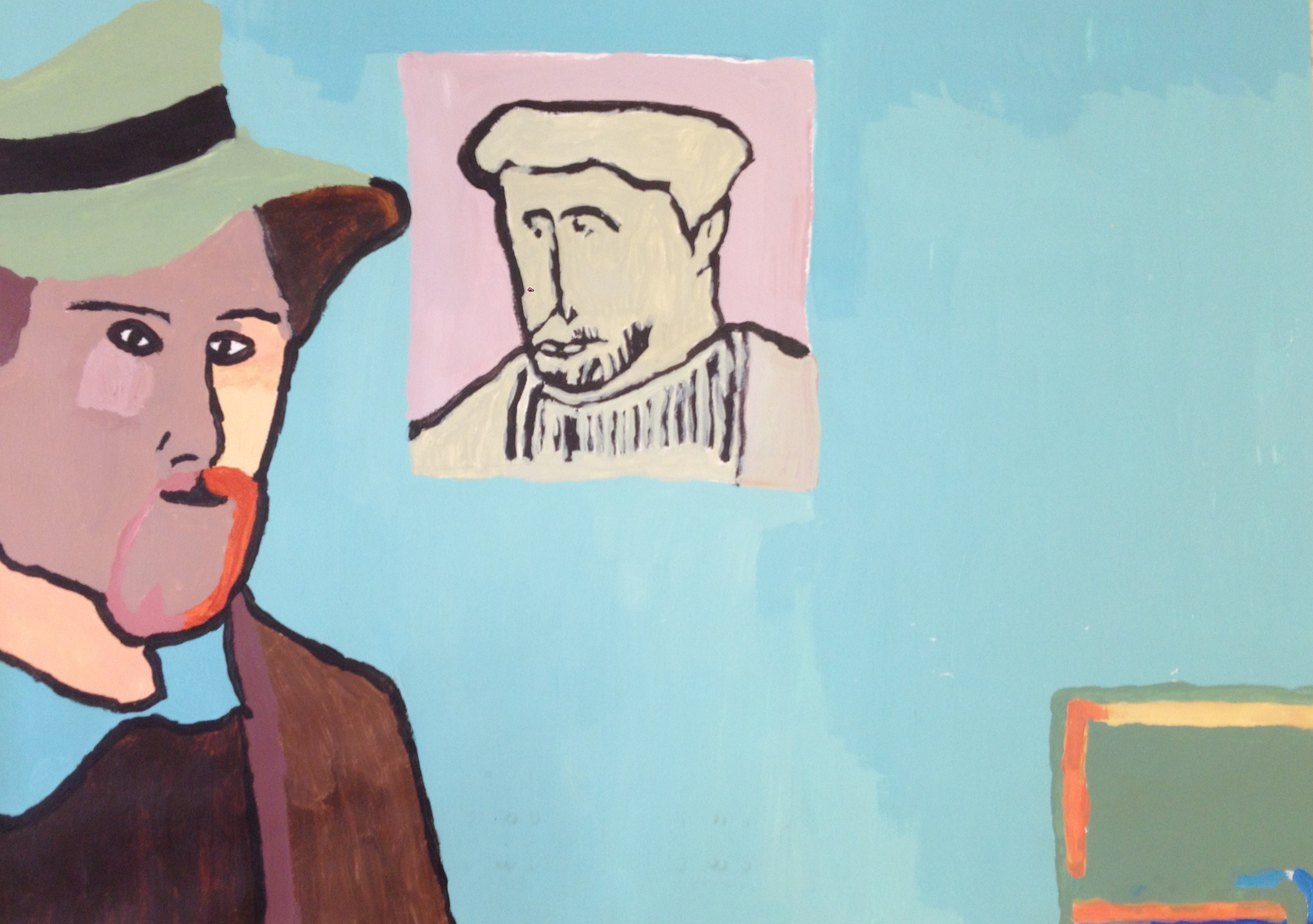 Kunstenaar met zelfportret - Mixed Media - Rudi Plets - 2014