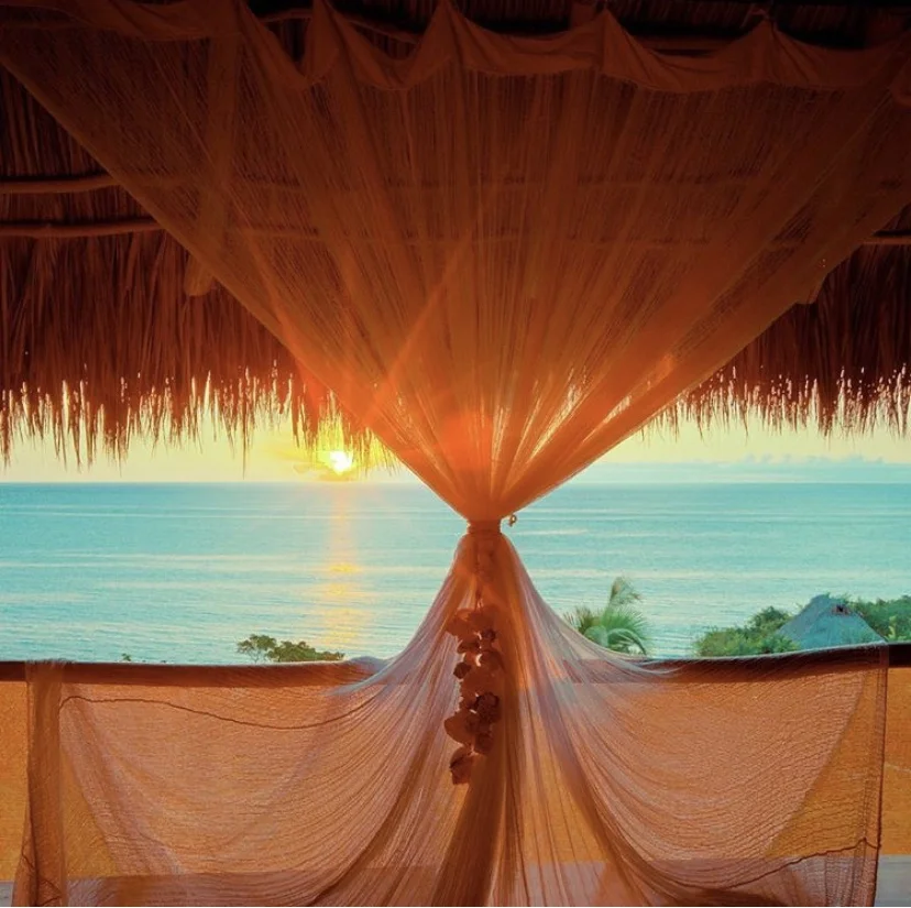 Mountain/jungle/ ocean views from cabanas on the hill.