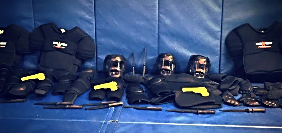 The gear for Self Defense community courses at Kamikaze Punishment Foundation.