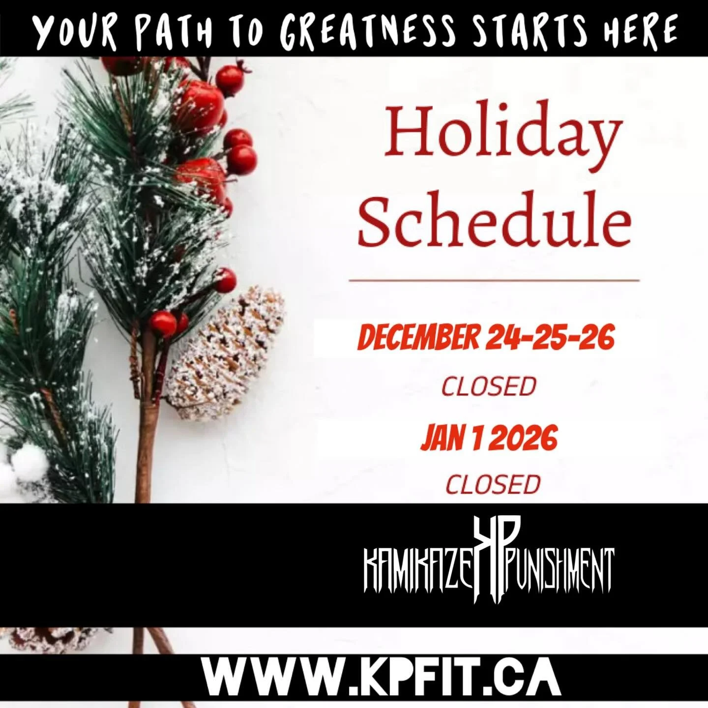 🎉 Happy Holidays, Kamikaze Punishment Team!

Wishing each of you a joyful, safe, and healthy holiday season. Thank you for the energy, commitment, and camaraderie you brought to the year &mdash; it&rsquo;s been incredible to watch this team push, gr