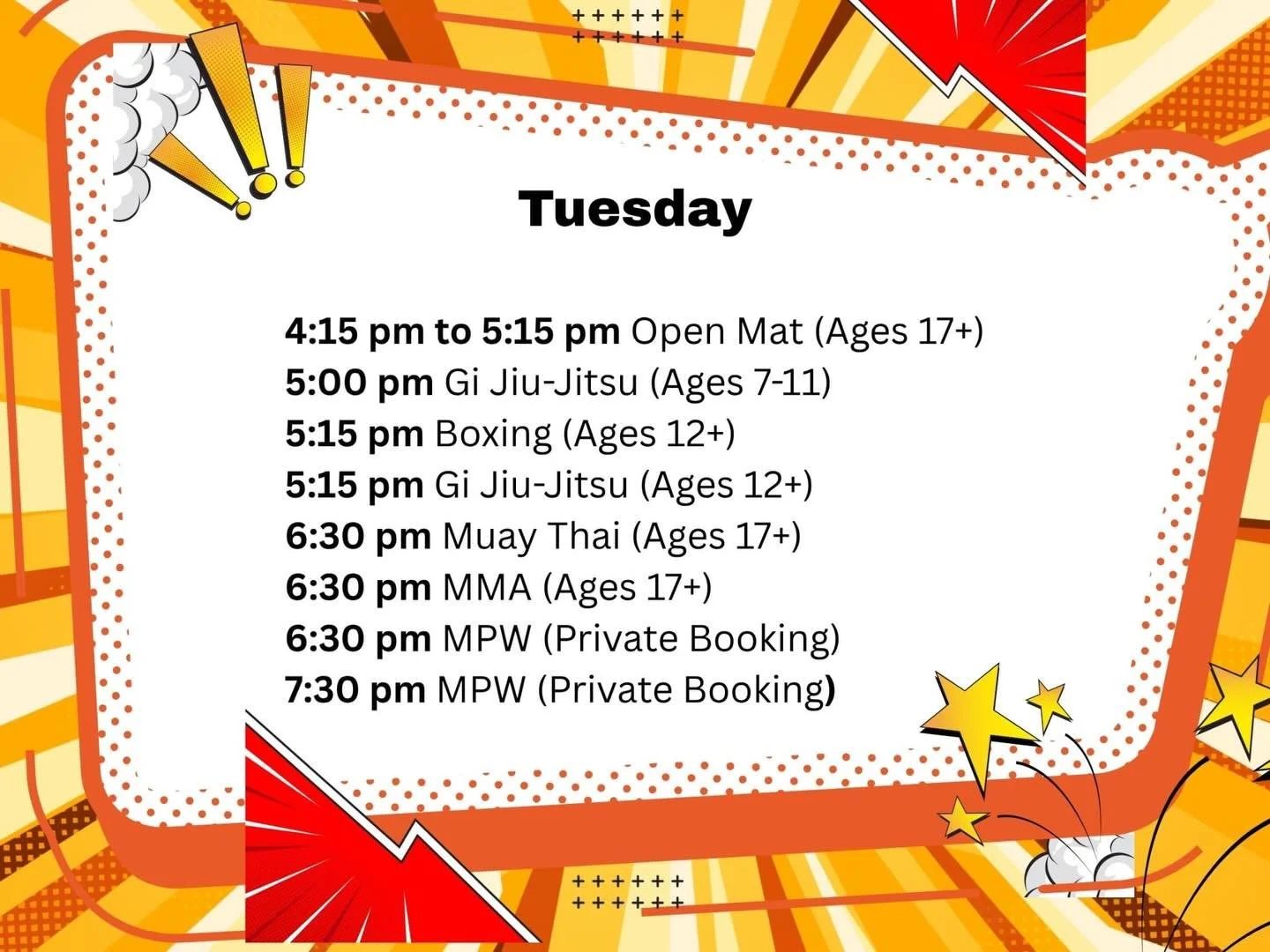 Tuesday!!!!!! 

Get after it!!!!!

🥋 Join the Martial Arts Institute of Learning: Performance Center!

Ages 7+ &bull; All levels welcome

Build strength, focus, confidence, and community in a family‑friendly environment. Our programs blend diverse m