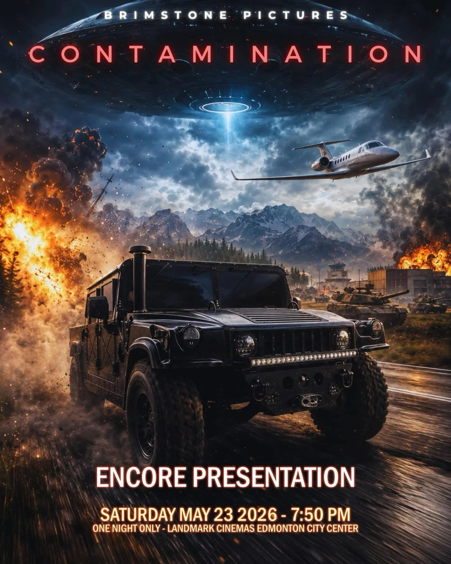 TONIGHT!

CONTAMINATION - Encore (to the Encore) Presentation

Saturday May 23, 2026 at 7:50 PM
Landmark Cinemas 9 City Centre Edmonton
10200 102 Ave NW, Edmonton, AB, T5J 4B7

Link to tickets @brimstone.pictures @landmarkcinemas 
Set your theatre to