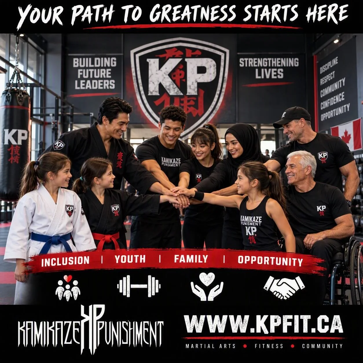 YOUR PATH TO GREATNESS STARTS HERE.

At Kamikaze Punishment, we&rsquo;re more than martial arts and fitness. We&rsquo;re building confidence, developing future leaders, strengthening lives, and creating opportunities for everyone in our community.

F