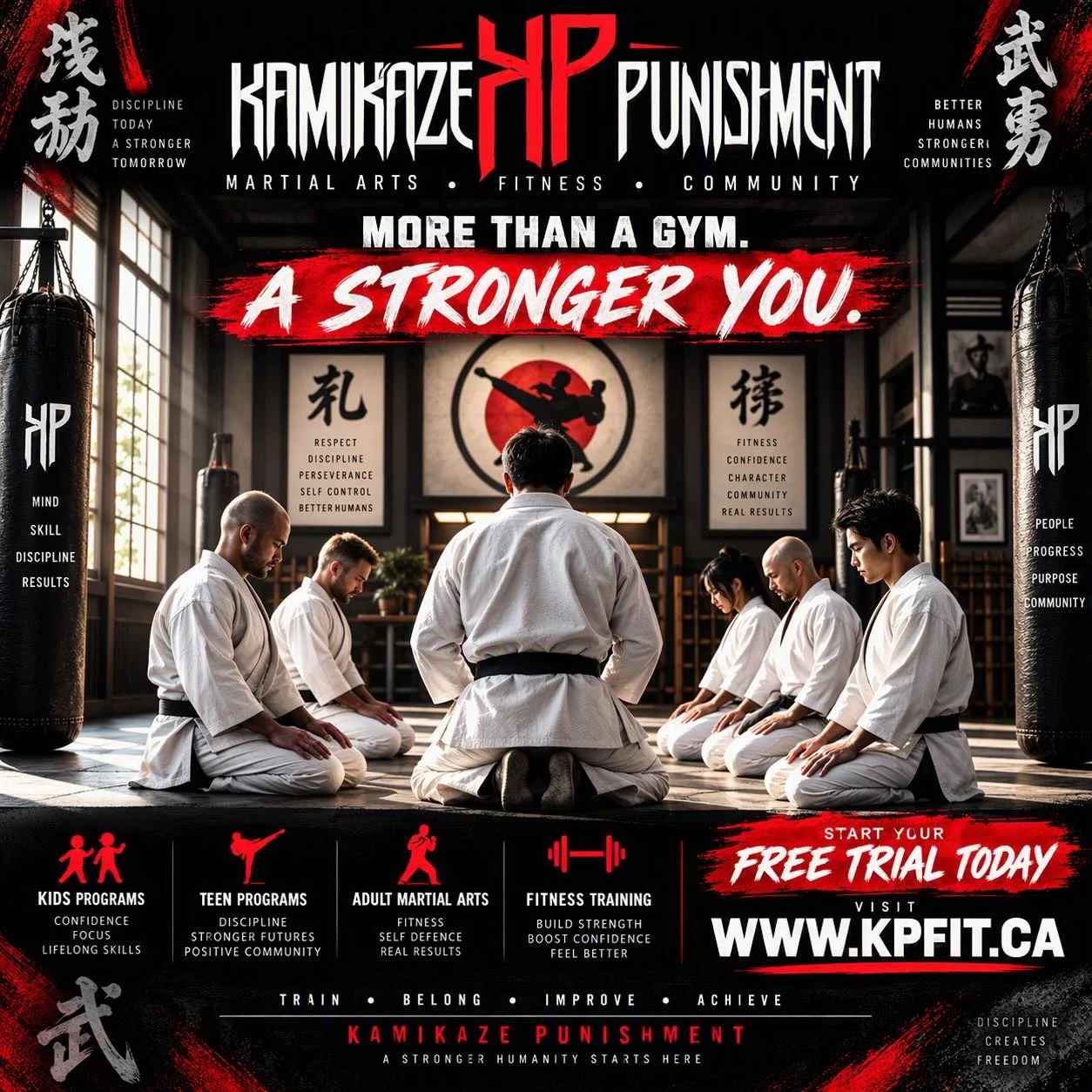 FORGE DISCIPLINE. BUILD CONFIDENCE. ACHIEVE GREATNESS.

Success isn&rsquo;t given. It&rsquo;s earned through dedication, consistency, and hard work.

Every class at Kamikaze Punishment is an opportunity to become stronger than you were yesterday.

🥋