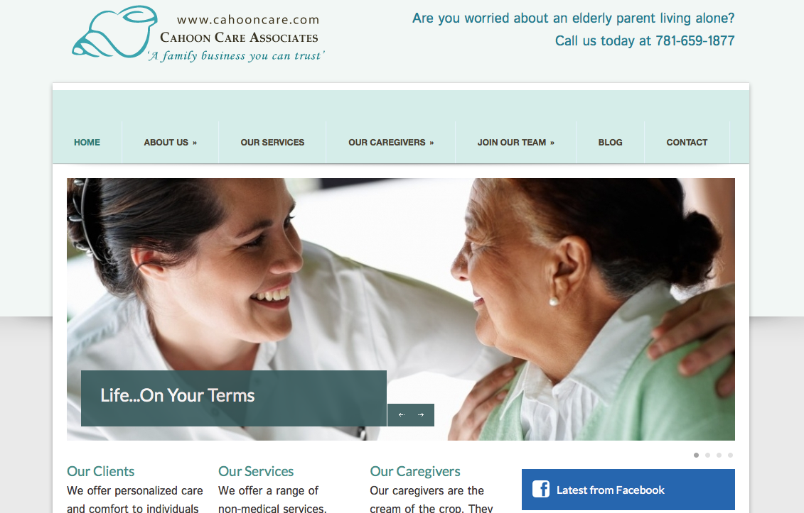 Web site for a home healthcare company.