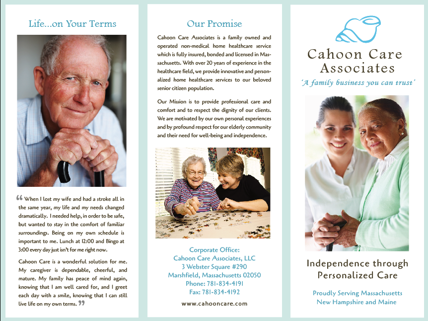 Brochure for a home healthcare company (front).