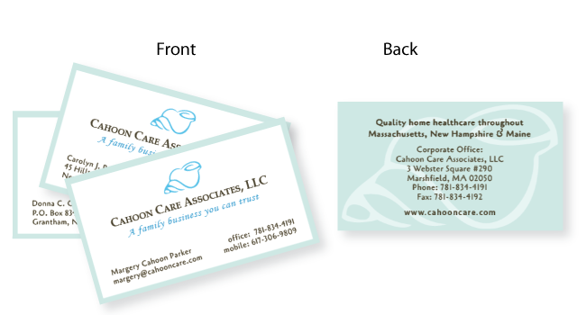 Business cards for home healthcare company