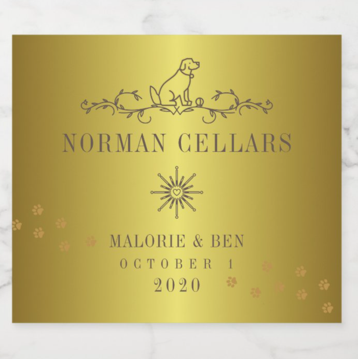 Design for a wedding wine label.