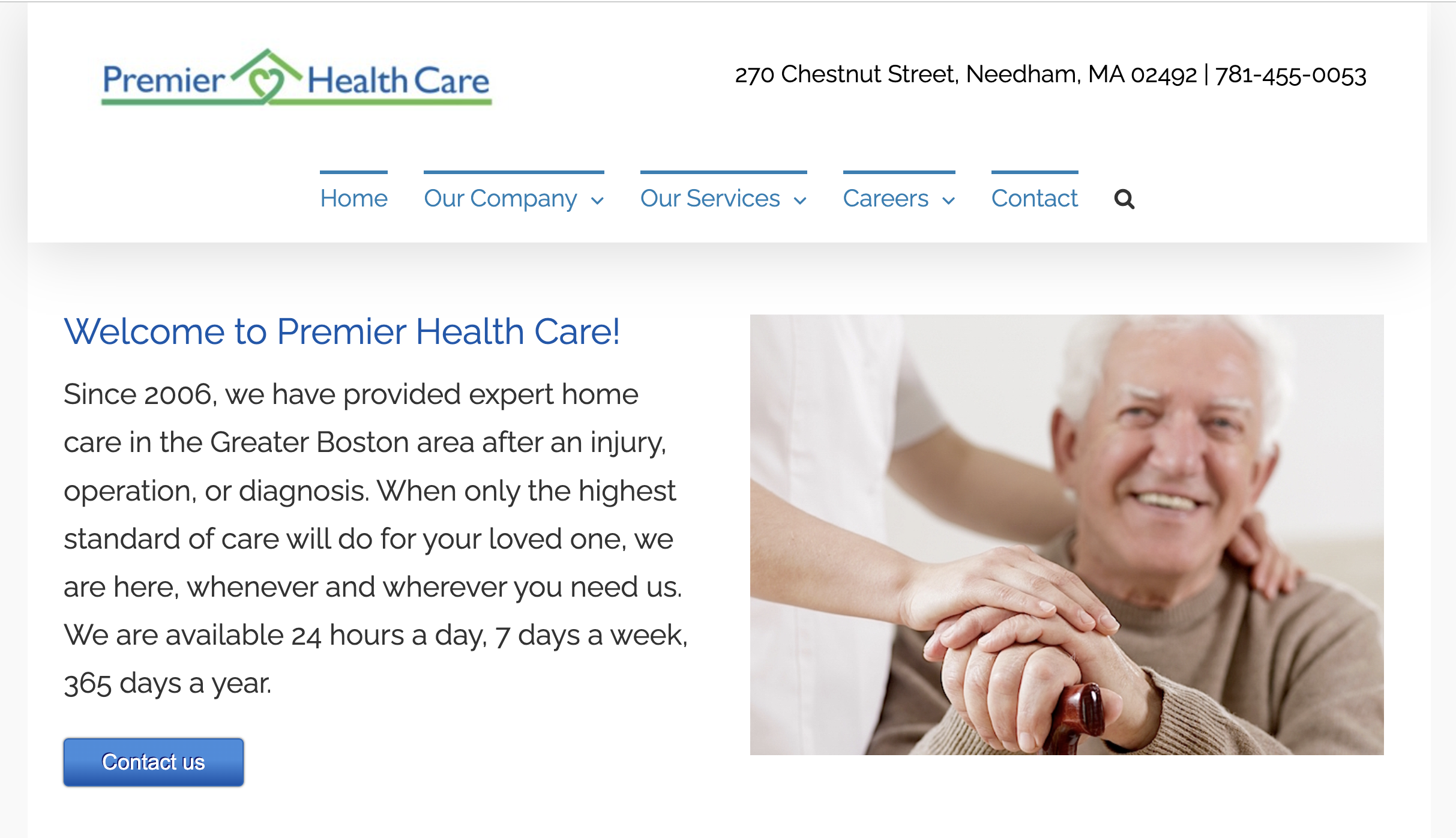 Web site for a home healthcare ompany.